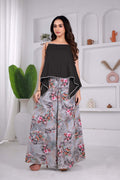 Black Peplum Top & Floral Palazzo Co-ord Set