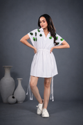 Avocado Embroidered White Mini Dress | Aethne