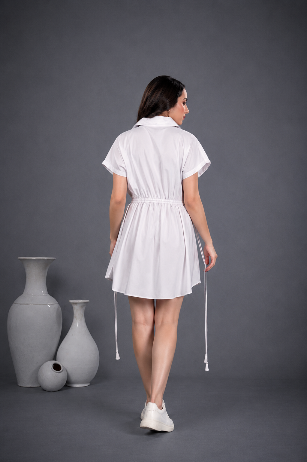 Avocado Embroidered White Mini Dress | Aethne