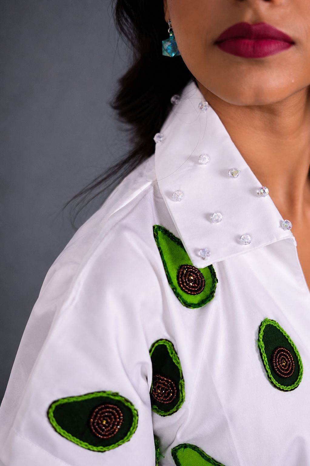Avocado Embroidered White Mini Dress | Aethne